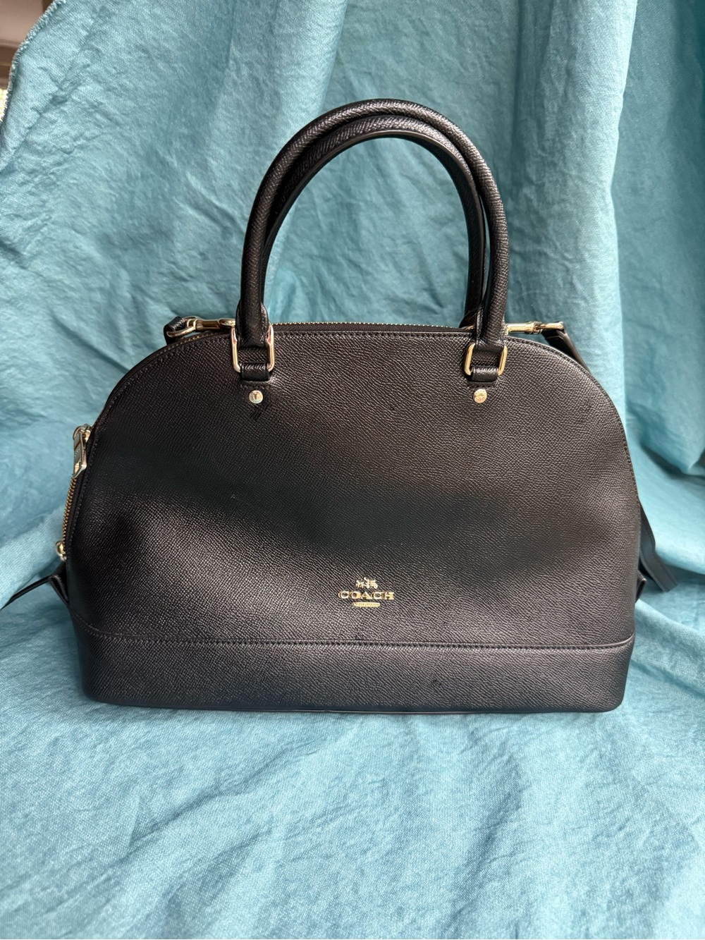 Coach Sierra F57524 Black Crossgrain Leather Satchel Crossbody